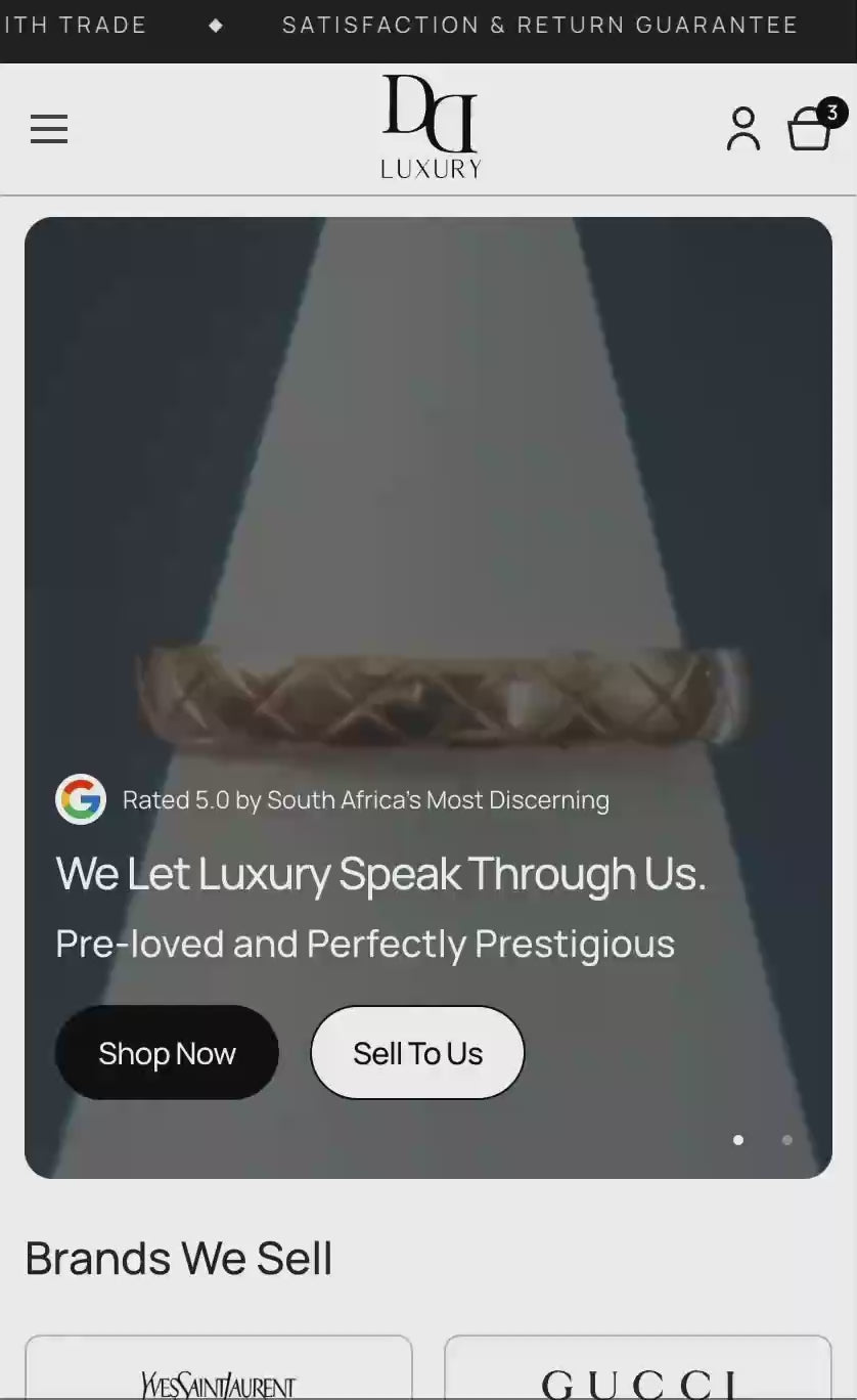 D&D Luxury homepage shows latest releases with a Rolex watch and handbag.