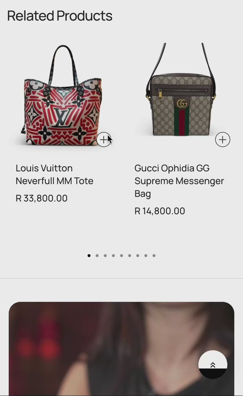 D&D Luxury mobile quick buy feature with a product video.